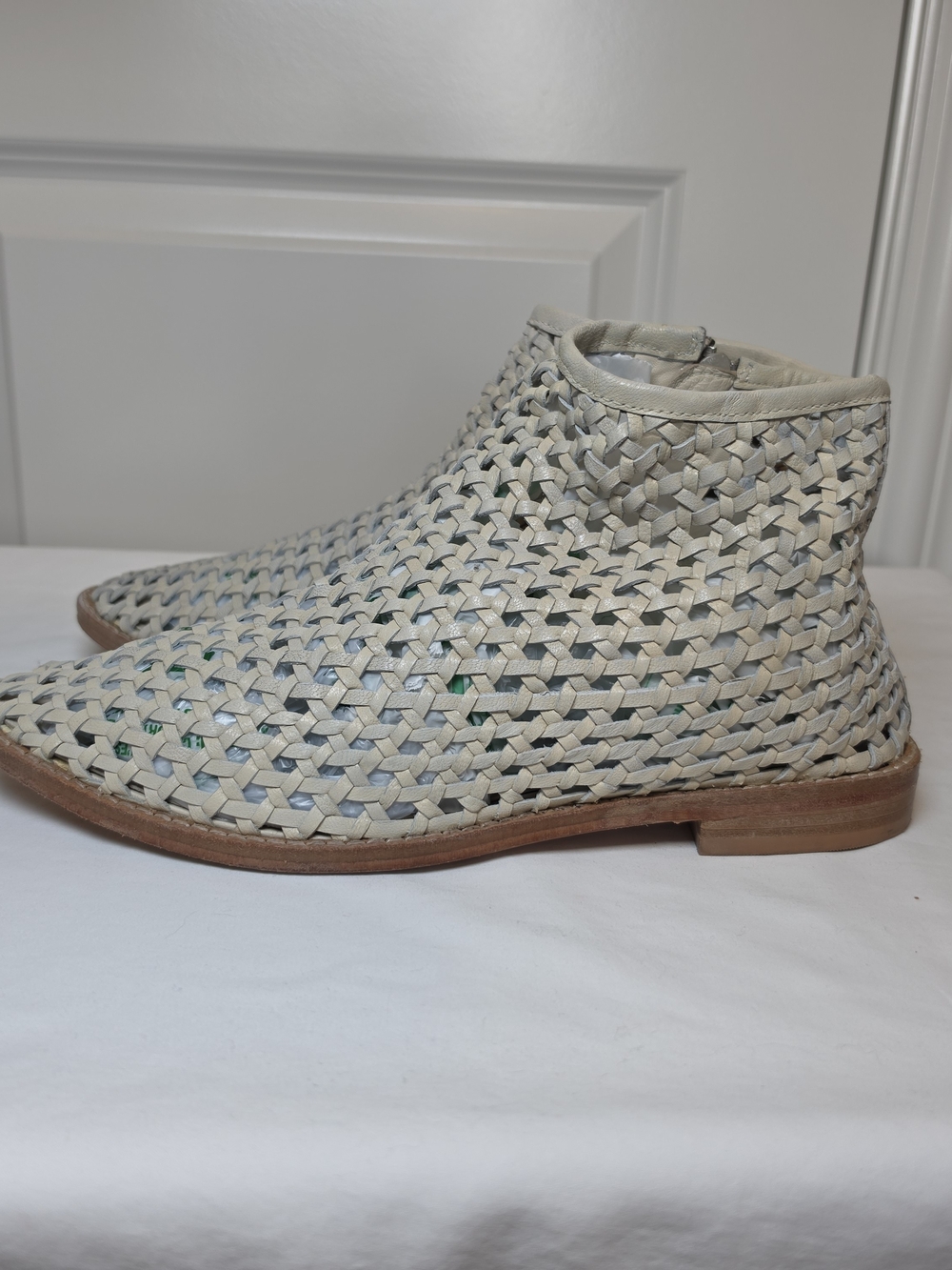 FREE PEOPLE CAYNE WOVEN LEATHER ANKLE BOOTS EU 40 US 9.5-10